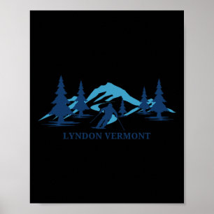 Affiche Station de ski Lyndon Vermont Skieur
