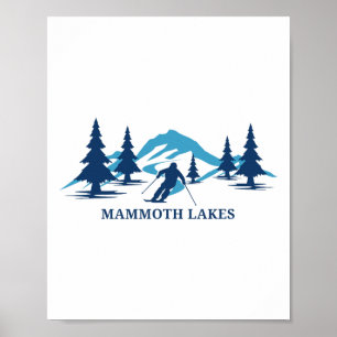 Affiche Station de ski Mammoth Lakes Californie Skieur