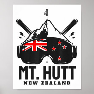 Affiche Station de ski Mt Hutt Nouvelle-Zélande Ski rétro