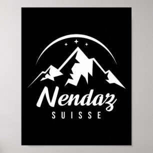 Affiche Station de ski Nendaz Suisse Ski Snowboard
