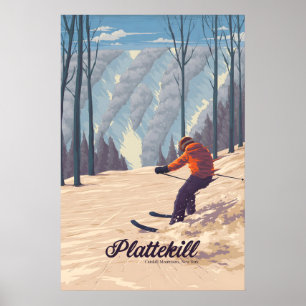 Affiche Station de ski Plattekill Catskill Mountains NY US