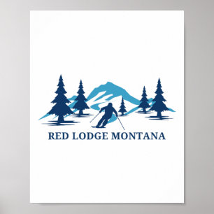 Affiche Station de ski Red Lodge Montana Skieur Ski