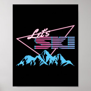 Affiche Station de ski Retro Skiing Mountains 80s Station
