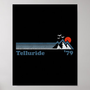 Affiche Station de ski Retro Telluride Colorado Snowboard