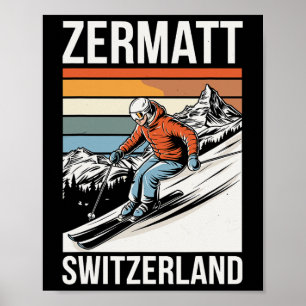 Affiche Station de ski rétro Zermatt Suisse