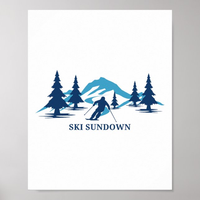 Affiche Station de ski Ski Sundown Connecticut Skieur Ski  (Devant)