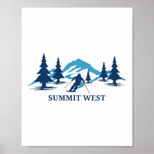 Affiche Station de ski Summit West Washington Skieur Ski