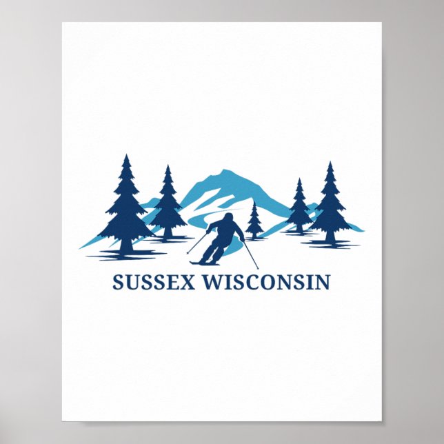 Affiche Station de ski Sus Wisconsin Skieur Ski  (Devant)