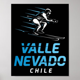 Affiche Station de ski Valle Nevado Chili Ski rétro