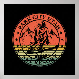 Affiche Station de ski vintage de Park City Utah