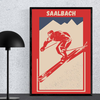 Affiche Station de ski vintage Retro Station de ski autric