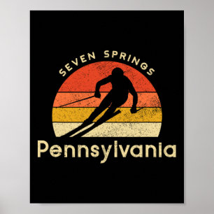 Affiche Station de ski vintage Seven Springs Pennsylvanie