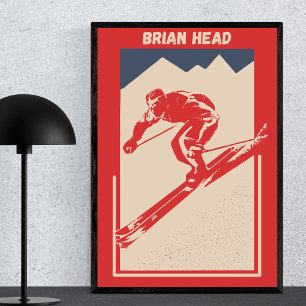 Affiche Station de ski vintage Utah Resort Brian Head