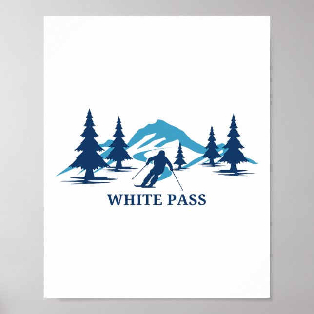 Affiche Station de ski White P Washington Skieur Ski  (Devant)