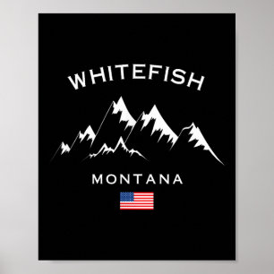 Affiche Station de ski Whitefish Montana Montagnes Rocheus