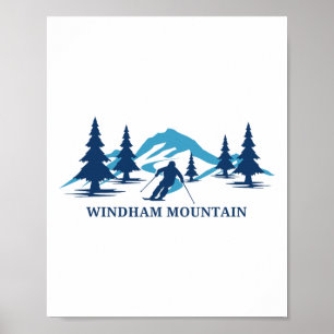 Affiche Station de ski Windham Mountain New York Skieur Sk