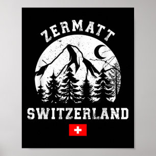 Affiche Station de ski Zermatt Suisse Alpes Ski alpin