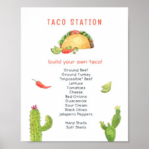 Affiche Station de tacos Fête de fiançailles tacos 