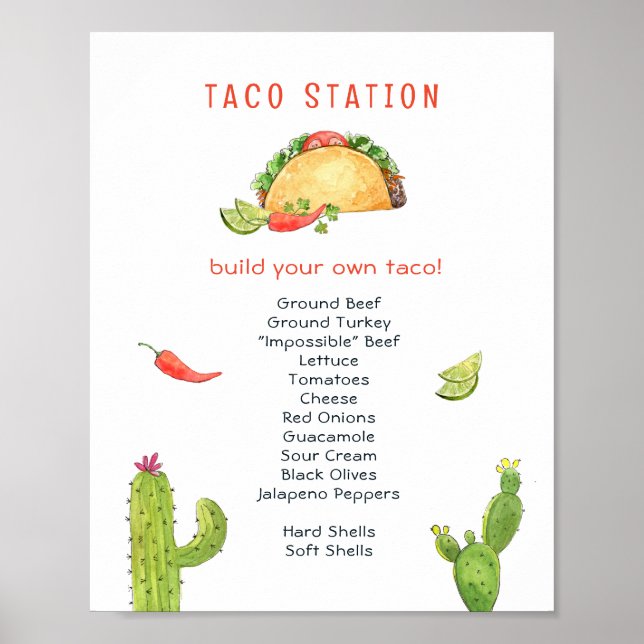 Affiche Station de tacos Fête de fiançailles tacos  (Devant)