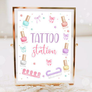 Affiche Station de tatouage Mani-Pedi Fête Manucure Pédicu
