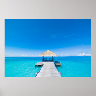 Affiche Station de vacances tropicale de la plage de