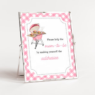 Affiche Station d'enveloppe Baby shower BBQ Burger Rose