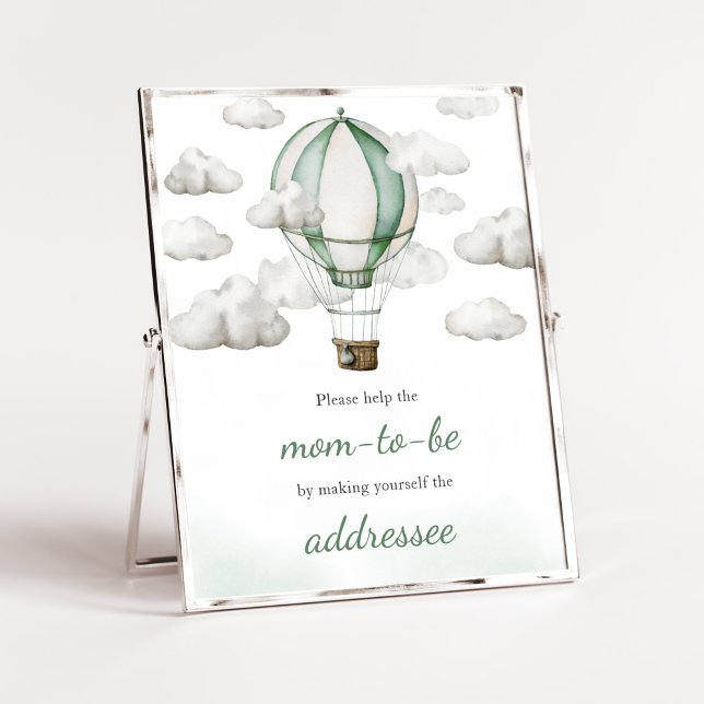 Affiche Station d'enveloppe de Baby shower à air chaud ver (Gender Neutral Travel Baby Shower Envelope Station Sign)