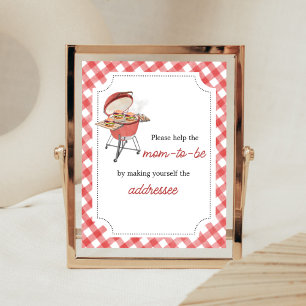 Affiche Station d'enveloppe de Baby shower BBQ Red Burger