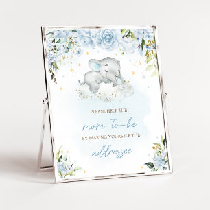Affiche Station d'enveloppe de Baby shower Blue Floral Ele