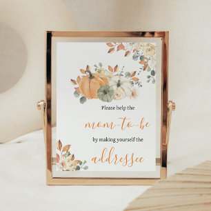 Affiche Station d'enveloppe de Baby shower Citrouille Flor