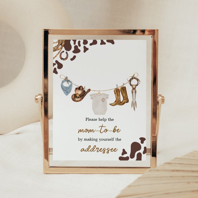 Affiche Station d'enveloppe de Baby shower Cowboy (Wild West Rodeo Baby Shower Envelope Station Sign)