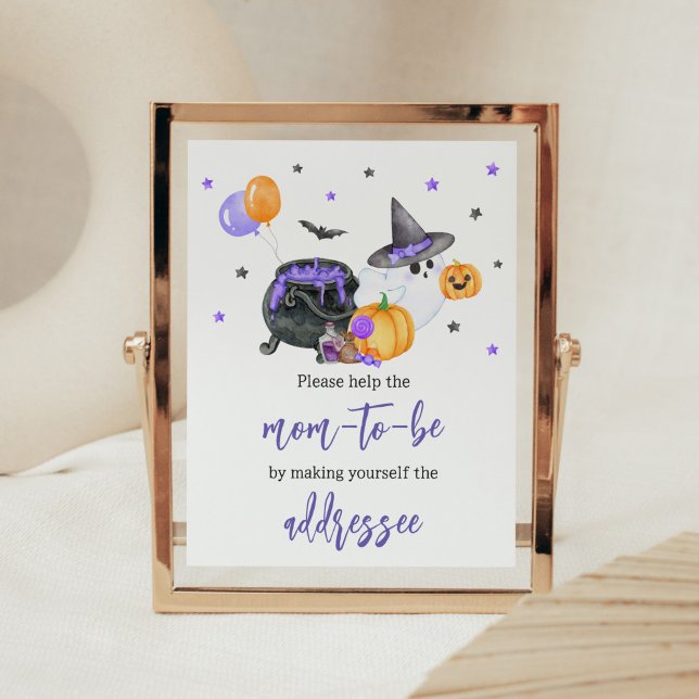 Affiche Station d'enveloppe de Baby shower de Boo Little P (Ghost Halloween Baby Shower Envelope Station Sign)