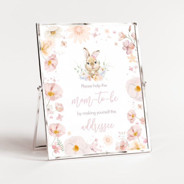 Affiche Station d'enveloppe de Baby shower de lapin Somebu (Rabbit Somebunny Baby Shower Envelope Station Sign)