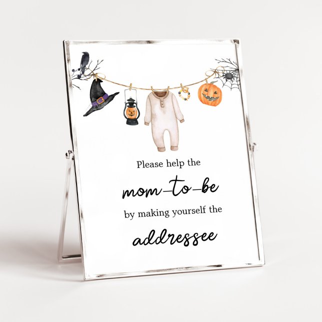 Affiche Station d'enveloppe de Baby shower Little Boo Hall (Halloween Baby Clothes Baby Shower Envelope Station Sign)