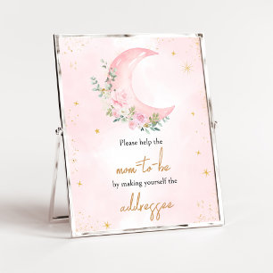 Affiche Station d'enveloppe de Baby shower rose lune et ét