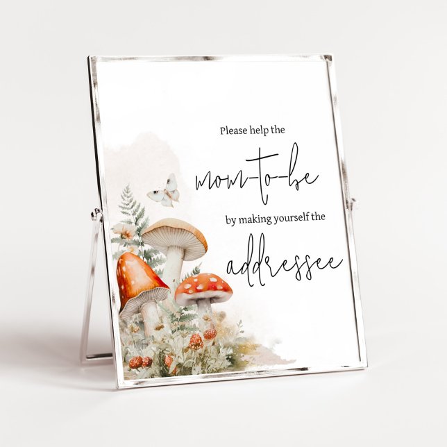 Affiche Station d'enveloppe de champignons enchaînés (Little Mushroom Baby Shower Envelope Station Sign)