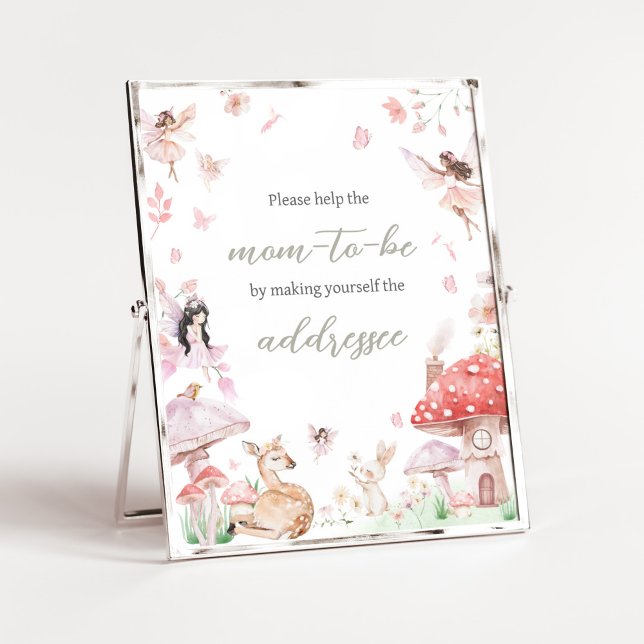 Affiche Station d'enveloppe de petite fée Whimsical (Little Fairy Whimsical Baby Shower Envelope Station Sign)
