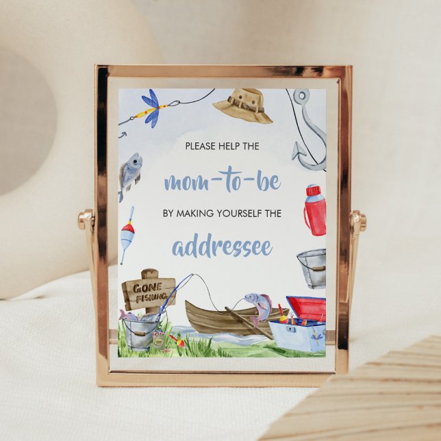 Affiche Station d'enveloppe du Baby shower de pêche (Little Fisherman Baby Shower Envelope Station Sign)