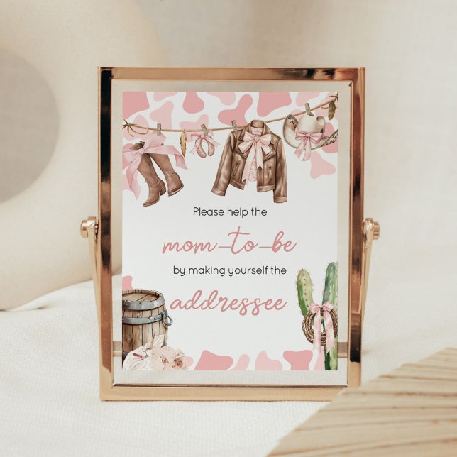 Affiche Station d'enveloppe d'un Baby shower de petite fil (A Little Cowgirl Clothesline Baby Shower Envelope Station Sign)
