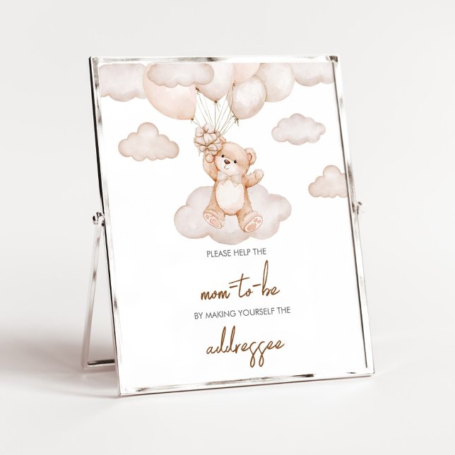 Affiche Station d'enveloppes Brown pour bébé à ours (Brown Bear Balloon Bearly Wait Baby Shower Envelope Station Sign)