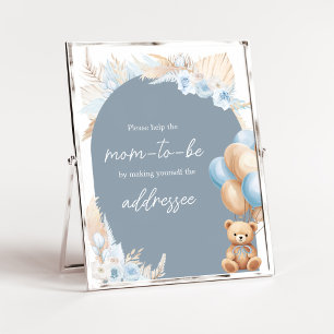 Affiche Station d'enveloppes de ballons d'ours bleu Boho