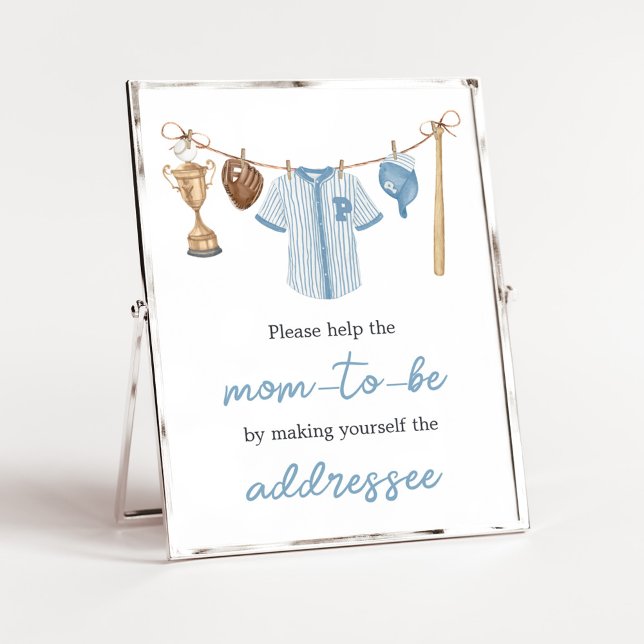 Affiche Station d'enveloppes de baseball Little Slugger (Baseball Little Slugger Baby Shower Envelope Station Sign)