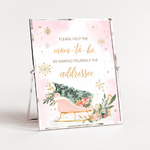 Affiche Station d'enveloppes de flocon d'or rose d'hiver