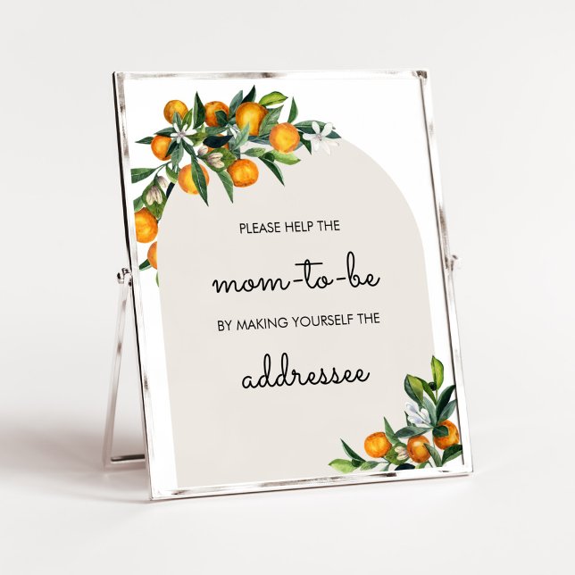 Affiche Station d'enveloppes pour bébé Little Cutie Citrus (Gender Neutral Citrus Baby Shower Envelope Station Sign)
