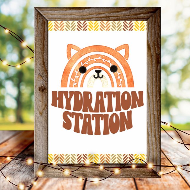 Affiche Station d'hydratation 4x6 Boho Woodland Fox Annive (Créateur téléchargé)
