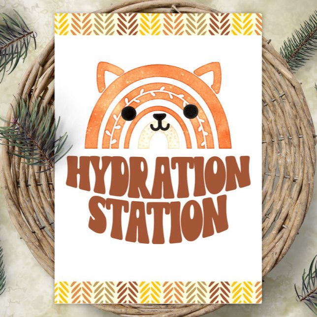 Affiche Station d'hydratation 5x7 Boho Woodland Fox Annive (Créateur téléchargé)
