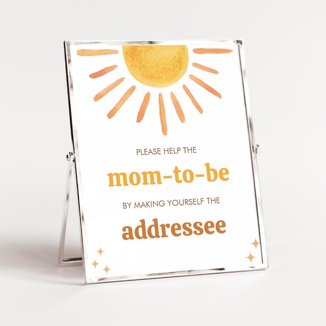 Affiche Station Retro Boho Sunshine Baby shower Enveloppe (Boy Boho Sunshine Baby Shower Envelope Station Sign)