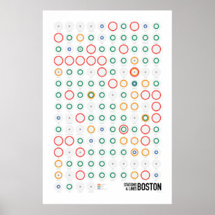 Affiche Stations & Lignes : Boston (Léger)