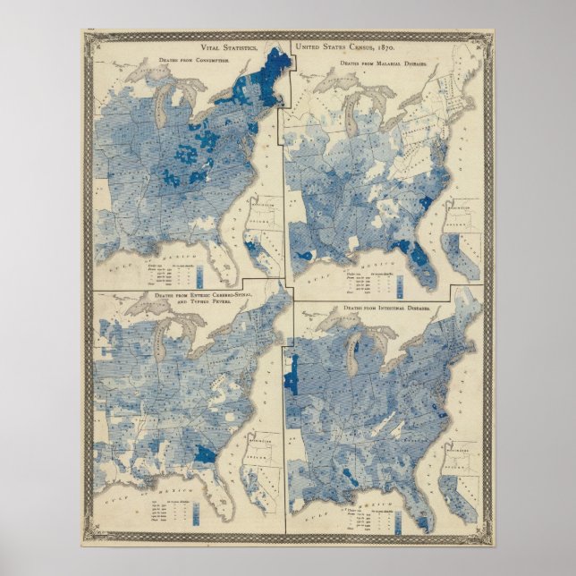 Affiche Statistiques de l'état civil, recensement des État (Devant)