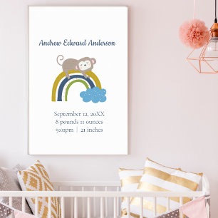 Affiche Statistiques de naissance Arc-en-ciel Boho Nouveau